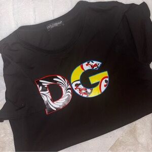 Dolce & Gabbana man Black Tee with Colorful DG Design size XL